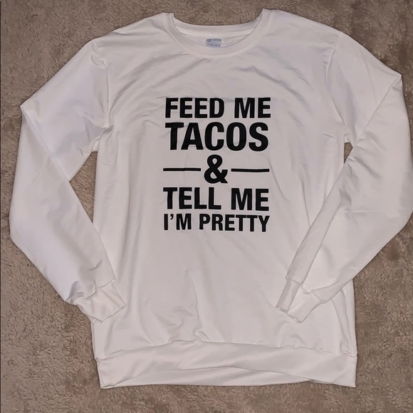 Tops - White Sweat Shirt W/Black Lettering Size XL